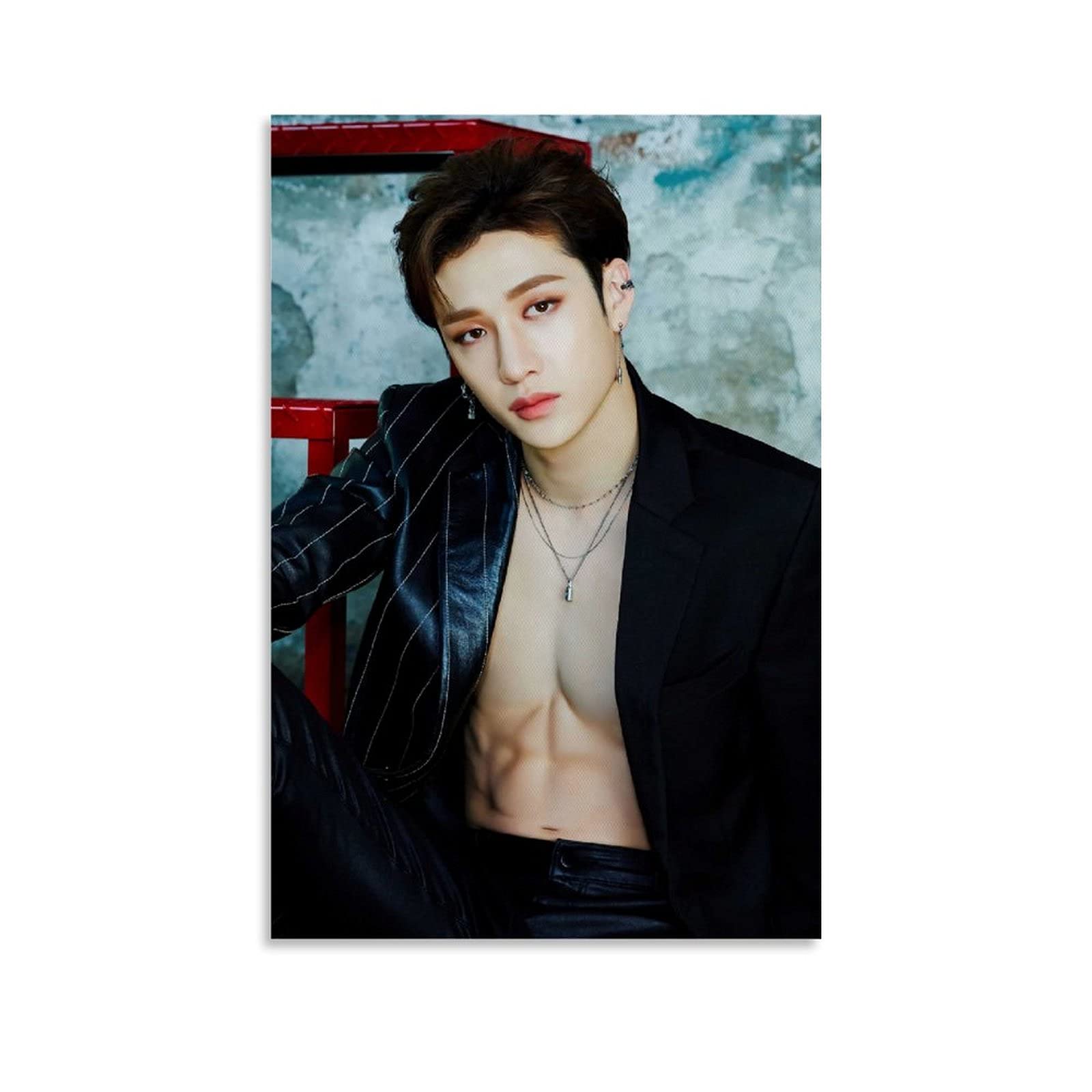 Hellove Unframe-Style1 Kpop Stray Kids Poster Bang Chan Poster Decorative Painting Canvas Wall Art Living Room Posters Bedroom Painting 16X24inch(40X60cm)