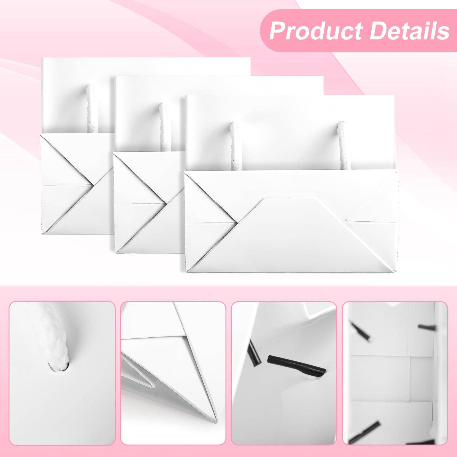 CLRBEATTY 24 Pcs Extra Small Gift Bags,3.9 x 4.7 x 2.4 Inch Mini White Gift Bags,Small Gift Bags with Handles,Small White Paper Bags Gift Card Bags for Wedding Birthday Baby Shower Party Favors(White)