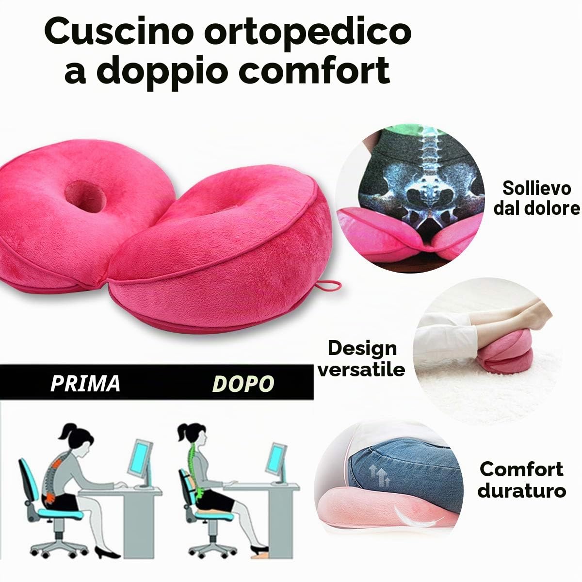 Cuscino Sedia Cuscino per Sedile Memory Foam Cuscino da Seduta Pieghevole Ergonomica Traspirante Comoda Sollevare i Fianchi Disponibile Tutte Le Stagioni per Casa Ufficio Auto Nero