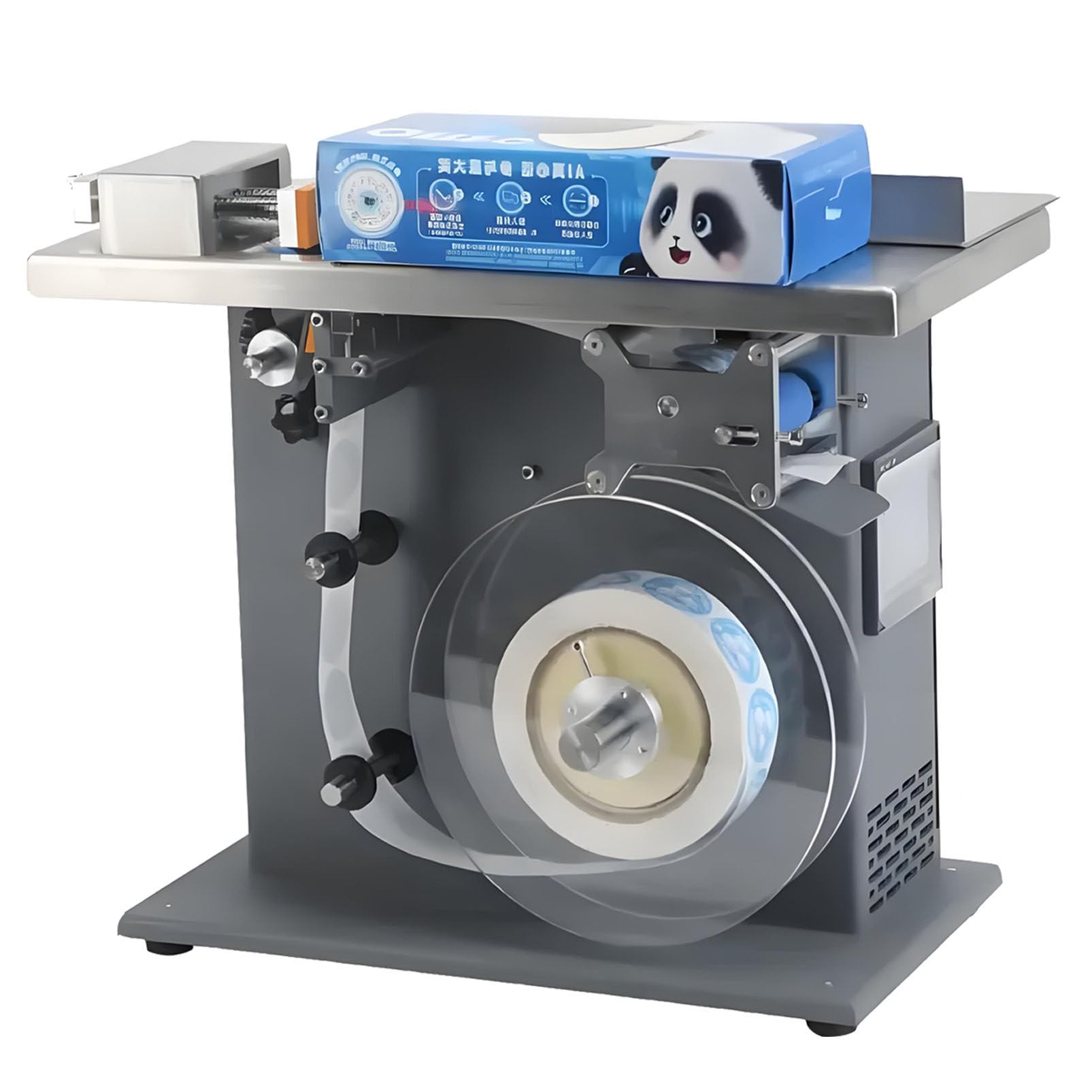 SICWEDIM 90 Degree Semi-Automatic Right Angle Labeling Machine, 15-30 PCS/Min, for Flat Self-Adhesive Stickers, Fits Φ15-30mm Products, 200W, 400x225x356mm