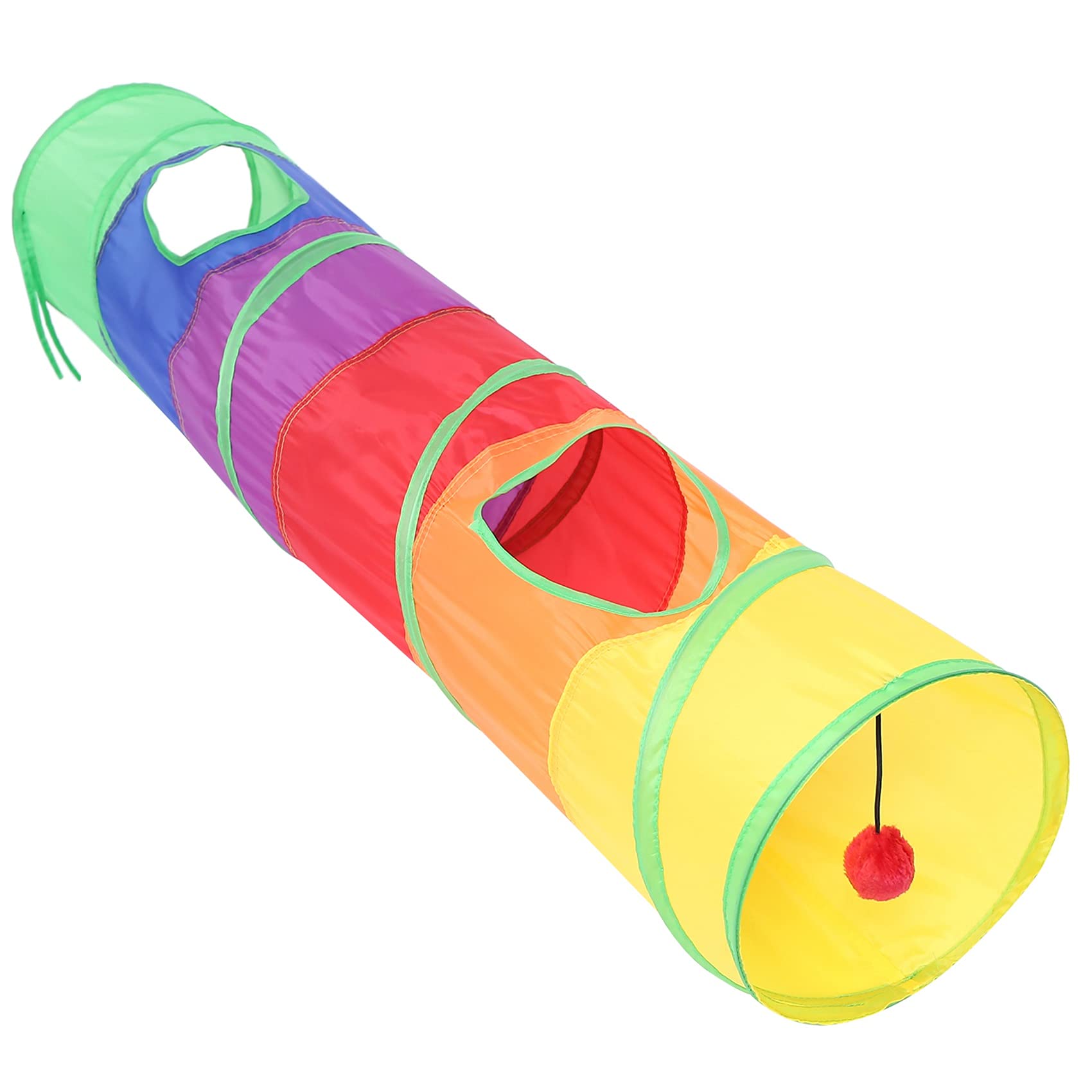 Aflytep Tunnel Pet Tube Play Toy Indoor Outdoor Kitty Puppy Toys for Puzzle Exercising Training and Running with Fun Ball and Two Hole