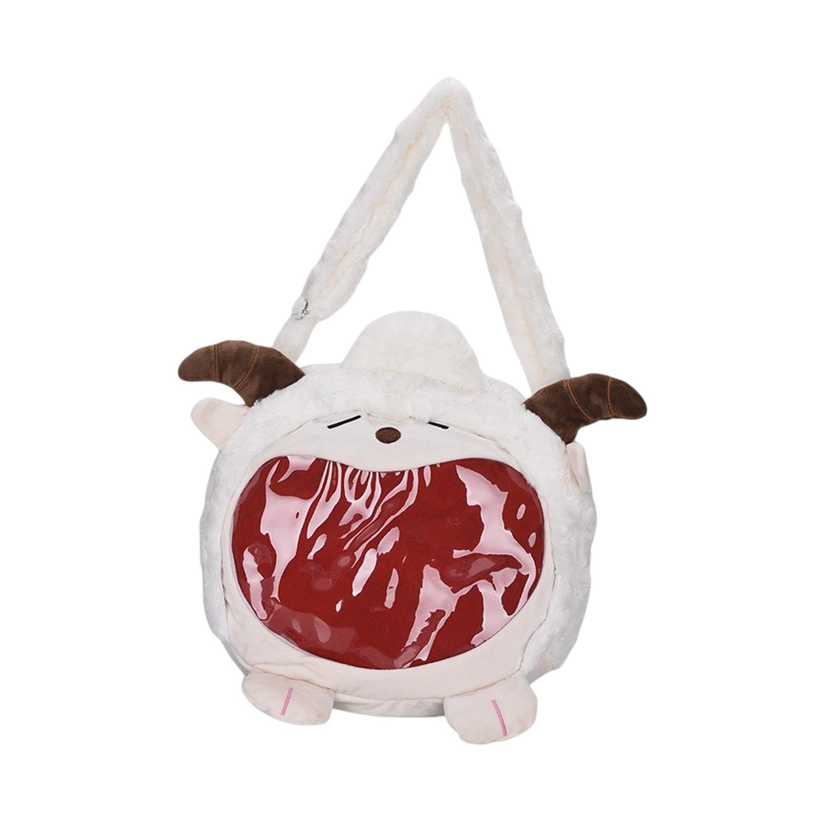 nivaa Plush Backpack Schoolbag Comfortable Cartoon Bookbag for Women College Teens White-picture-8