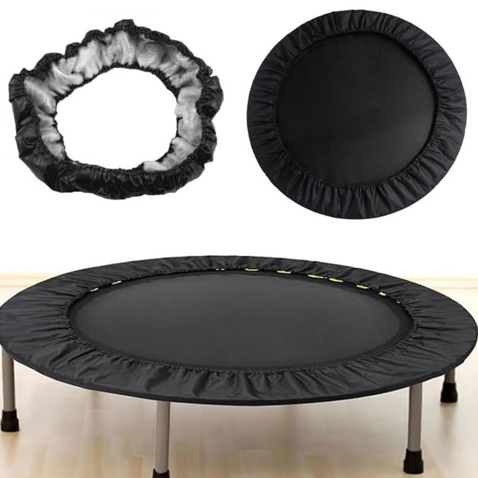 MPYEKP Trampoline Spring Cover Multicolor Safety Pad, Trampoline Edge Protection, Waterproof and Tear-Resistant Trampoline Safety Spring Cover Round Frame Pad(Black,48in)