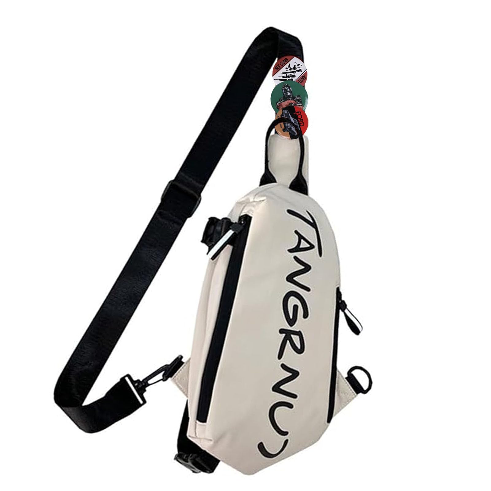 ksaibinid Crossbody Bag for Women, Sling Bag for Girls Teenage, Nylon Shoulder Bag with Badges, Adjustable Strap for School Office Travel Cycling Outdoor Activities, Black Color-picture-44