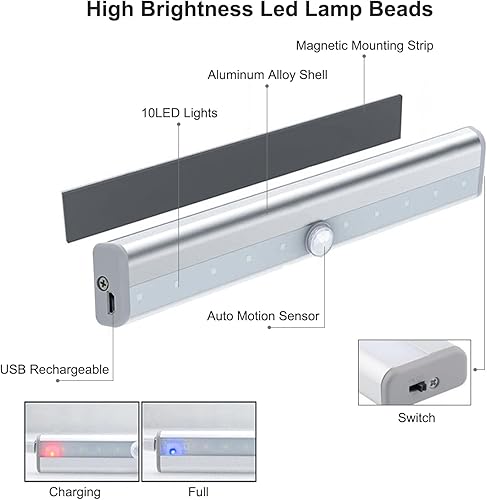 Miniatura 3 de Luces de escalón para RV activadas por movimiento, tira de luz LED USB recargable con sensor de movimiento para RV, barra de luces de escalón para