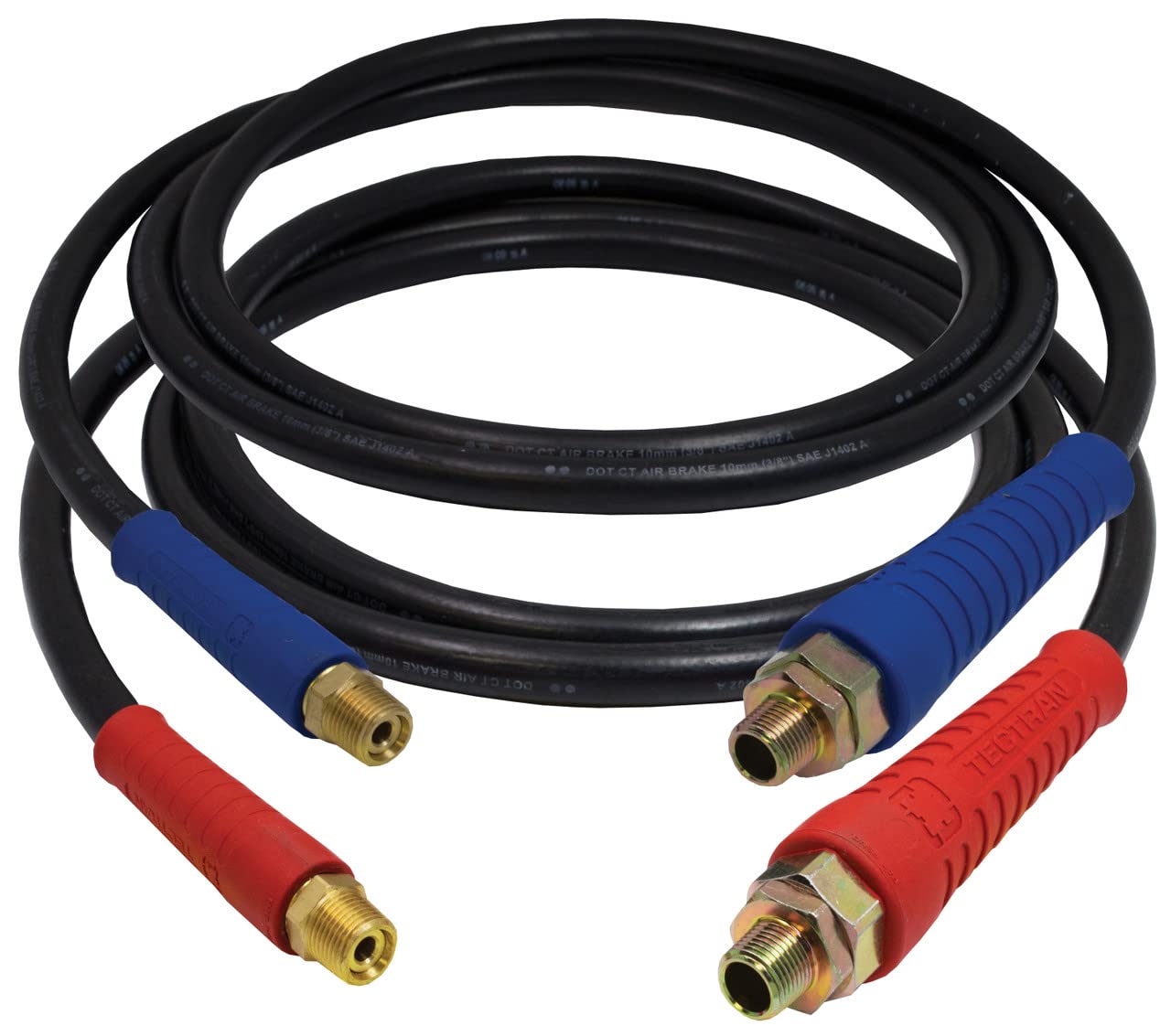 Tectran 17912H Air Line Hose Assembly Set w/FLEXGrip-HD™ | Tractor-Trailer Hook-Up Lines | Black | (12' Length)