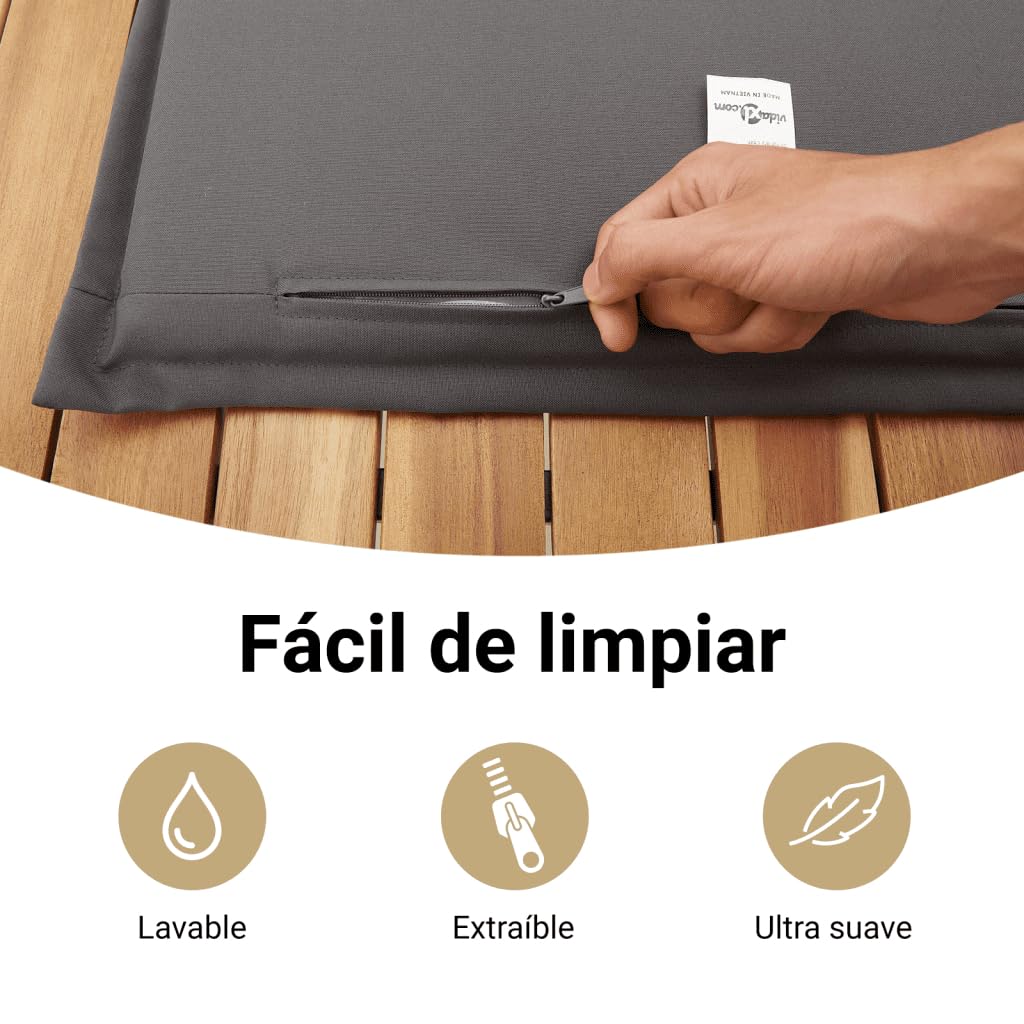 vidaXL Taburete de Jardín con Cojín, Reposapiés con Funda Extraíble, Asiento de Exterior, Taburete para Patio Terraza, Ratán Sintético Gris Claro