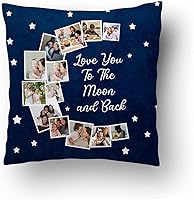 Vista 18 de Love and Family Collage - Almohada personalizada para pareja. Almohada de fotos personalizada con texto para cumpleaños, aniversario y Navidad.