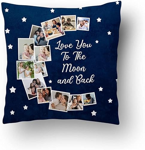 Miniatura 18 de Love and Family Collage - Almohada personalizada para pareja. Almohada de fotos personalizada con texto para cumpleaños, aniversario y Navidad.