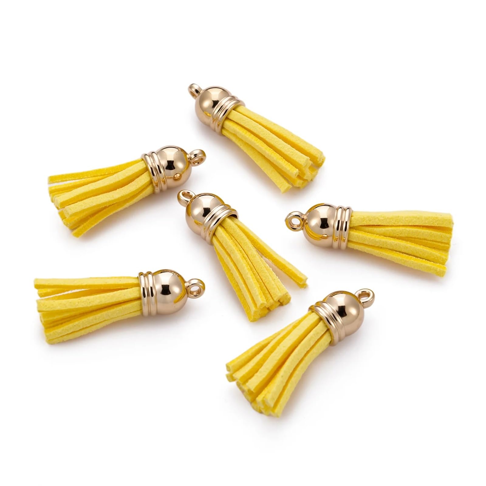 Suede Faux Leather Tassels 200 pcs/Lots Tassel Synthetic Suede Faux Leather Charms For DIY Keychain Earrings Necklace Bracelet Jewelry Making Supplies(Yellow)