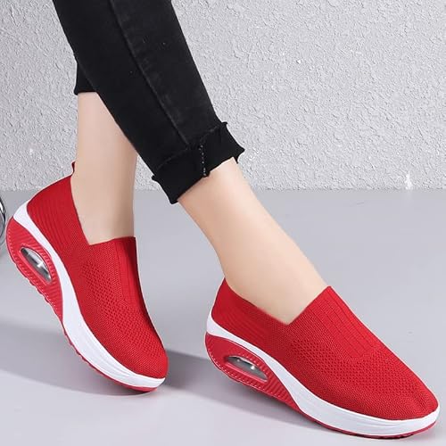 Sapatos de caminhada femininos Tênis de malha sem cadarço com almofada de ar Tênis de corrida leve e
