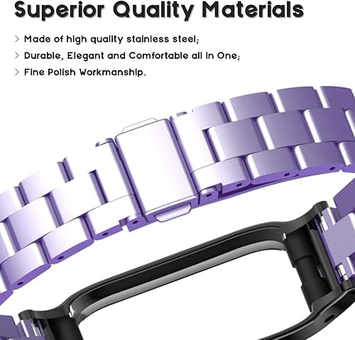 Miniatura 3 de Correa de reloj de metal compatible con Samsung Galaxy Fit2 SM-R220 de acero inoxidable con marco protector de caja de repuesto para Fit 2 SM-R220