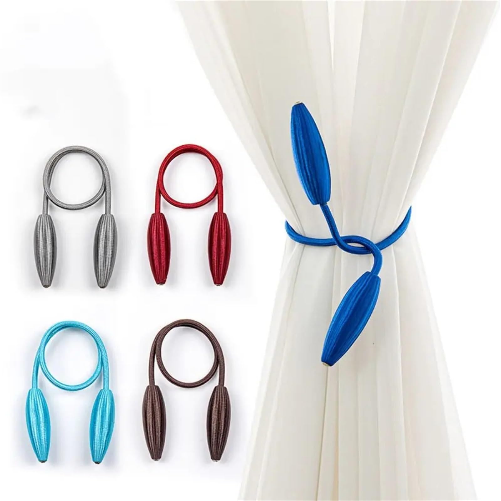 Juego de 2 alzapaños rojos para cortinas, diseño ajustable, material de aleación con correas para colgar, accesorios de cortina elegantes para decoración del hogar
