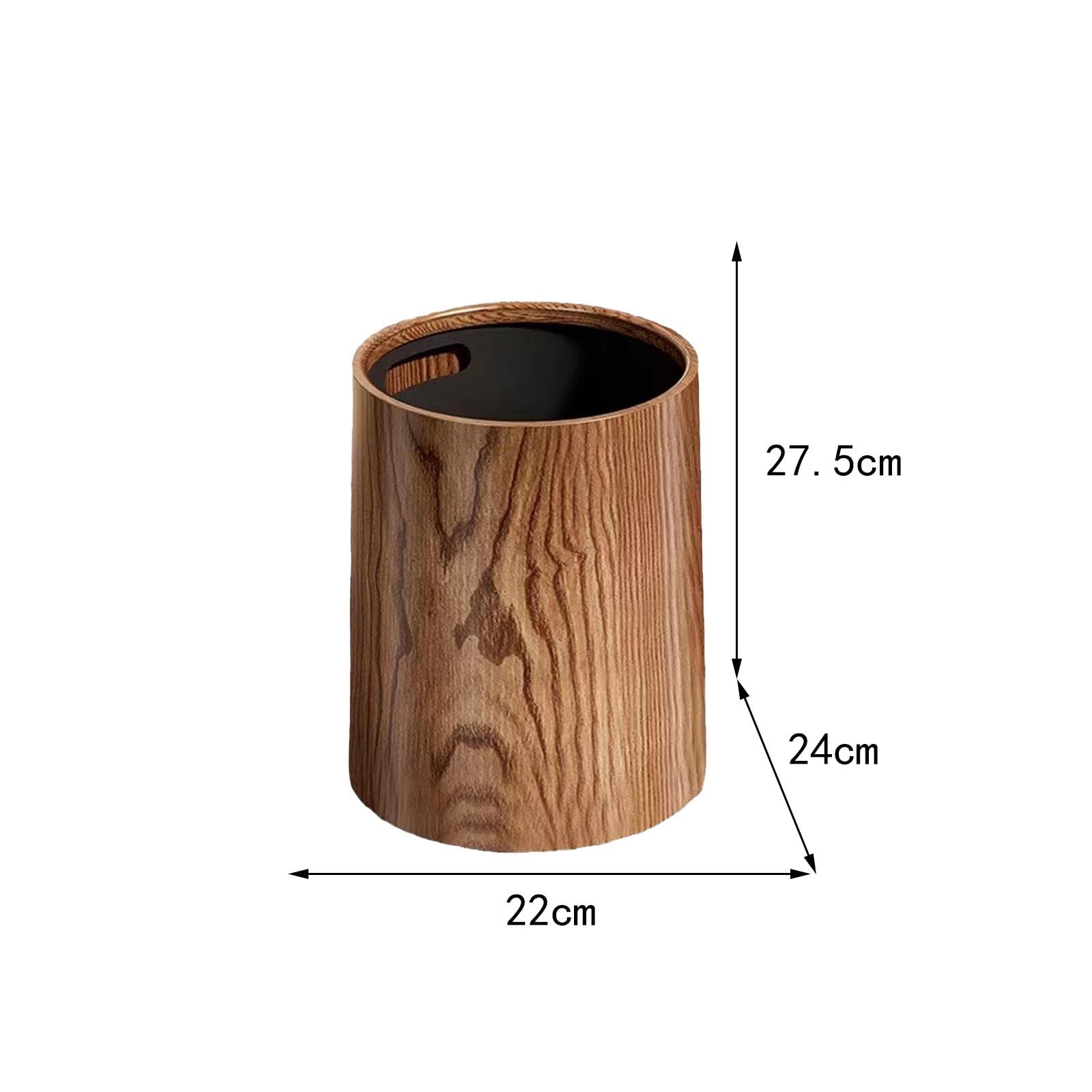 ?????? Wood Grain Trash Can Garbage Bin Large Capacity Fashion Waste Basket Toilet Paper Basket for Bedroom Bathroom Laundry Kitchen, 12L, Brown