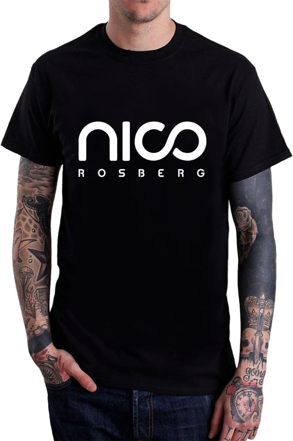 LOVEHOLIC Nico Rosberg F1 Graphic Tee Men's Short Sleeve T-Shirt Black
