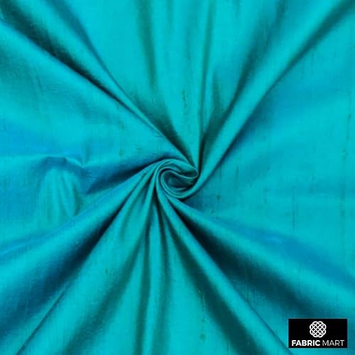 Miniatura 9 de Fabric Mart Direct Tela Dupioni de seda azul verde pavo real por The Yard, 3 yardas continuas 41 pulgadas de ancho Slubbed Dupioni Silk Solid Color