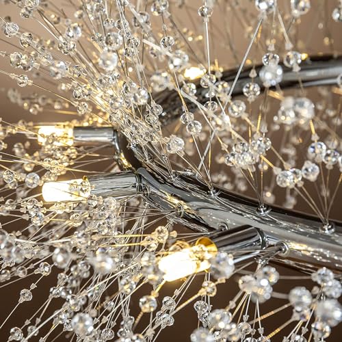 Lustre rond argenté 122 cm : la solution idéale pour hauts plafonds - 6