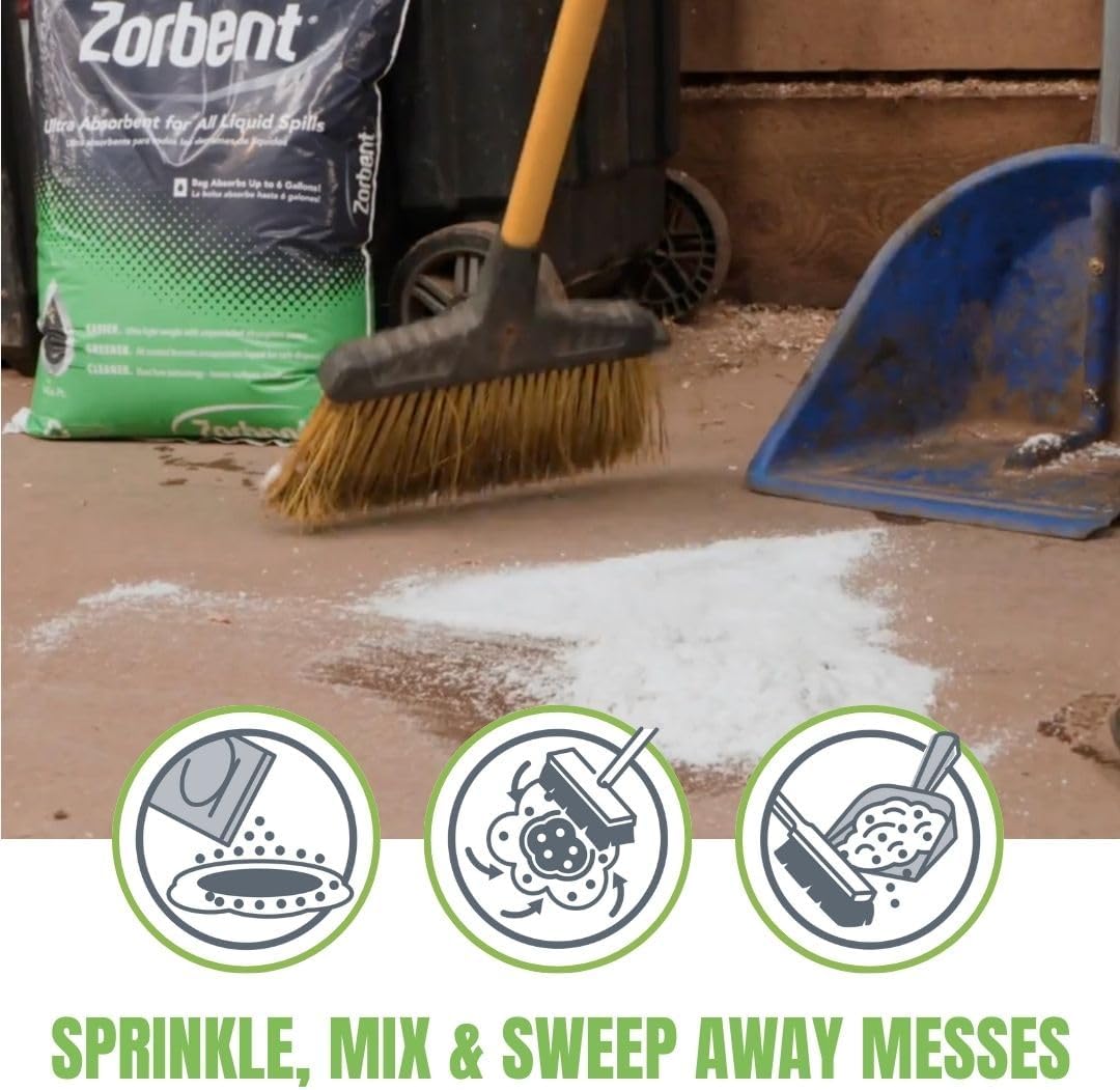 Zorbent Oil Spill Absorbent | 30 Quart Bag Absorbs up to 6 Gallons of Liquid. Replaces 90 lbs of Clay. Non-Toxic, Low-Dust, with Cleaning Agent. For Fast Industrial Spill Cleanup