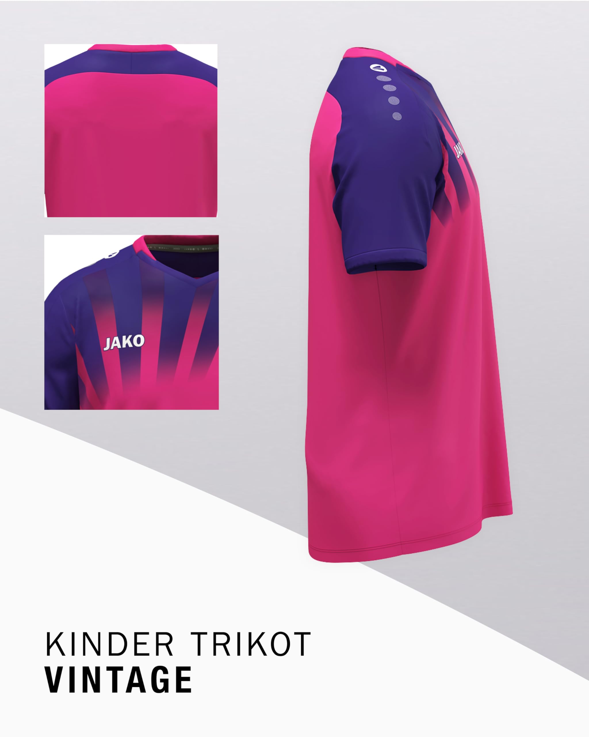 JAKO Vintage Fußball Trikot für Kinder kurzarm - Retro Sport Shirt aus 100% recyceltem Polyester, atmungsaktiv & mit Keep Dry-Funktion