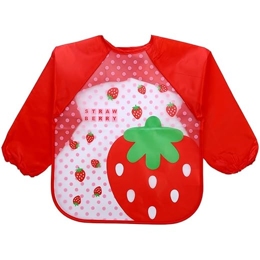 MOMISY Waterproof Smock Painting Apron for Kids Full Sleeve Feeding Bib for Babies Cartoon Animal Art for Infants Toddler Boys Girls