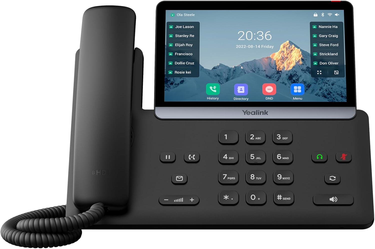 Yealink SIP-T87W – 1301227 – Wi-Fi IP Phone – 16 SIP Accounts – 7-inch Color Multi-Point Touch Screen – Dual-Port Gigabit Ethernet, PoE, Power Adapter Not Included