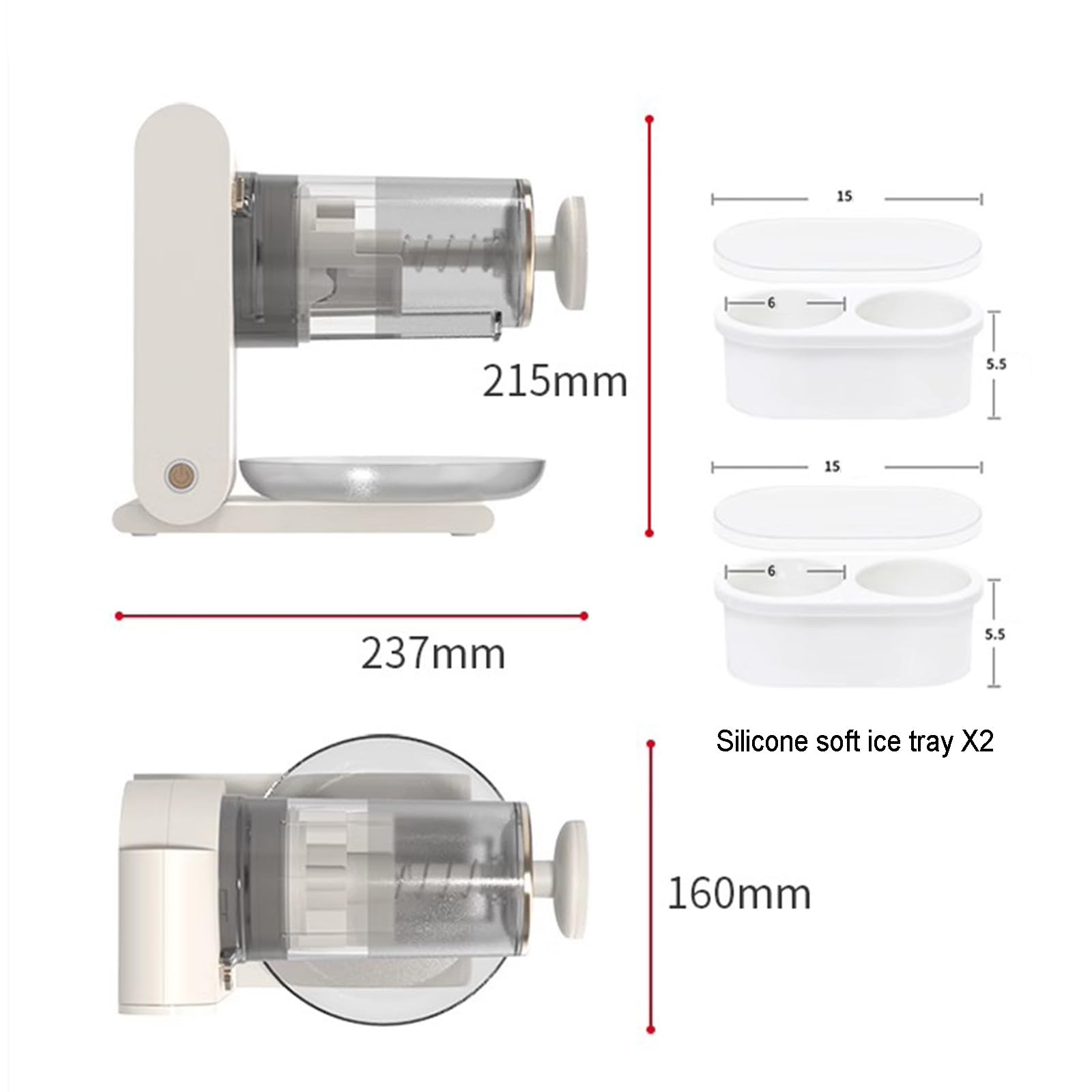 Máquina eléctrica de hielo afeitado, trituradora de hielo con cuchillas de acero inoxidable, grosor ajustable, recargable, para granizados, frappes, cócteles