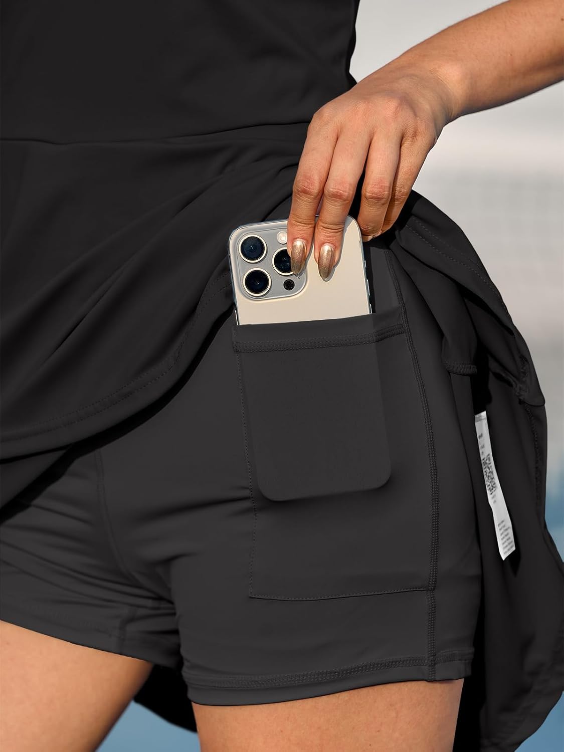 Fisoew Womens Tennis Dress with Built in Shorts and Bra Summer Backless Halter V Neck Yoga Golf Workout Athletic Mini Dresses - Image 4