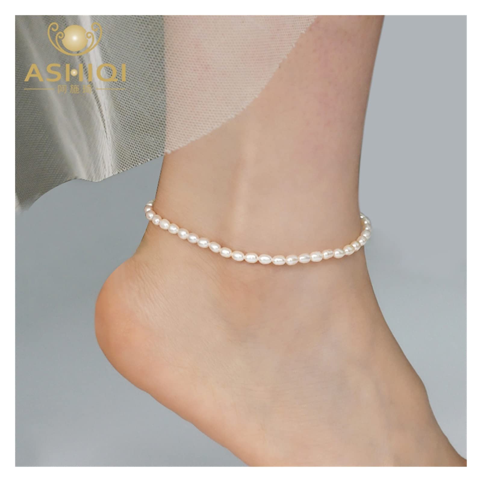 LNNSHX Armbänder Süßwasserperlen-Fußkettchen, elastische Kette, Fußkettchen, Strand-Fußkettchen, Armband, Schmuck, Schmuck, Fußkettchen, Damen-Fußkettchen (Farbe: D)