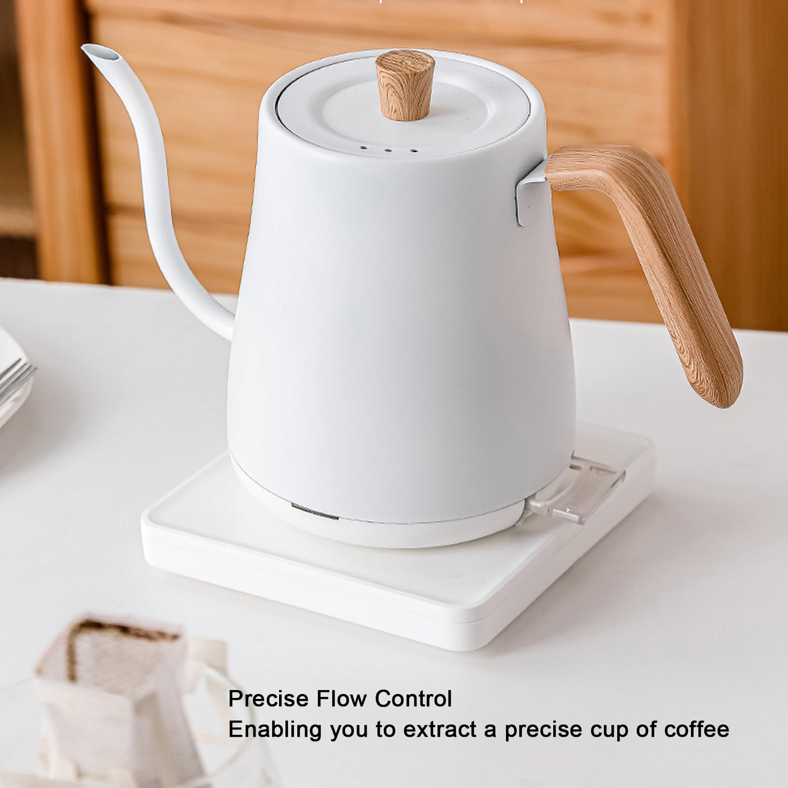 Hervidor Eléctrico de Cuello de Cisne, 1000 W, 800 Ml, Tetera de Acero Inoxidable 304 con Control de Flujo Preciso, Ergonómico, Apagado Automático, (Enchufe europeo 220V)