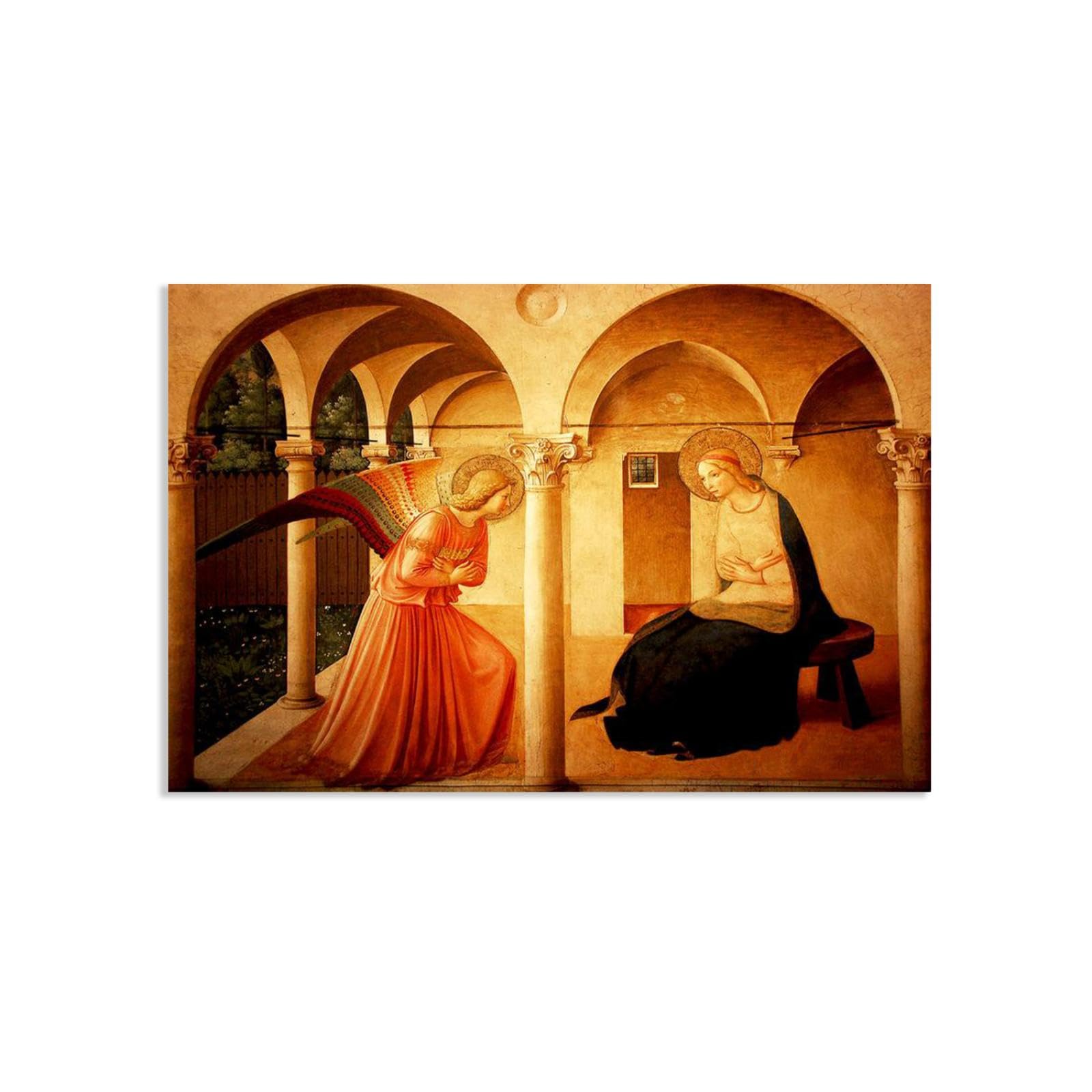 Hau3sh3a Unframed Fra Angelico Canvas,Annunciation,Giclee Framed Art Posters And Print Famous Art Reproductions For Living Room Bedroom 60X40cm Frameless
