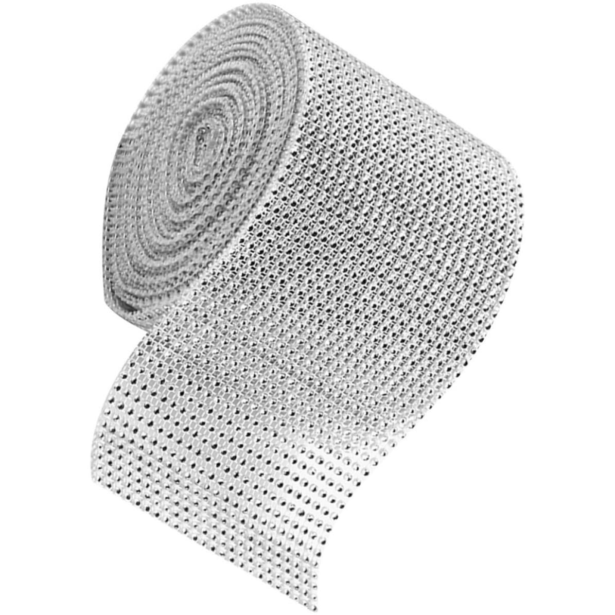 3 Rotoli Nastro Strass a Rete Argento, Rotolo Decorativo per