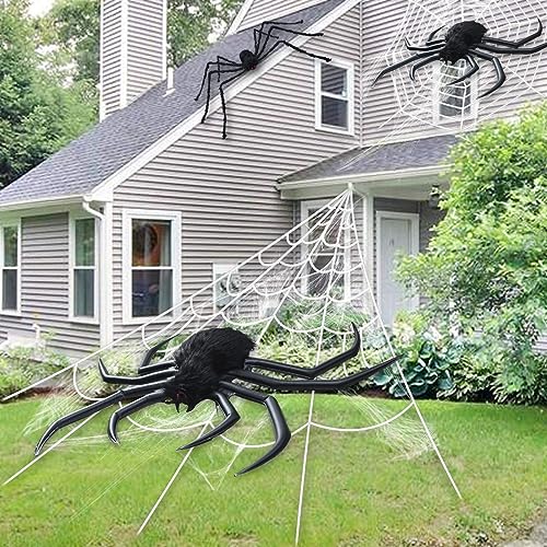 Nadmuchiwany pająk na Halloween | Owłosiony Czarny Gigantyczny Pająk Dekoracje Zewnątrz | Dekoracja pająka dmuchanego do wnętrz/na zewnątrz | Rekwizyty na HalloweenCzarny88