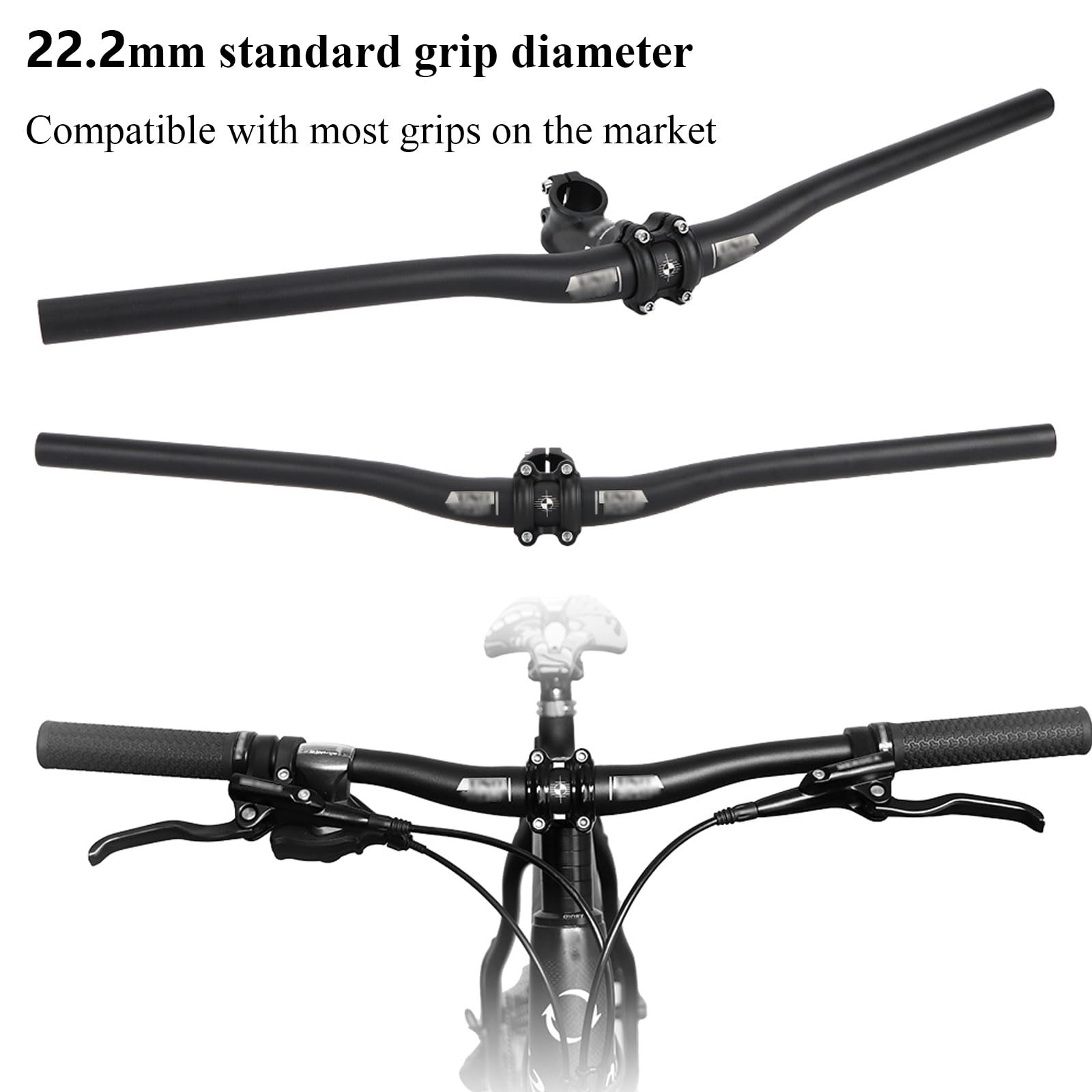 Fahrradlenker, Lenkererhöhung, MTB-Fahrradlenker, Leichter, arbeitssparender Fahrradlenker, Mountain Road-Fahrradlenker aus Aluminiumlegierung, 31,8 mm x 740 mm