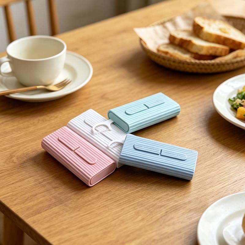 Portable Dental Floss Storage Case, Refillable Automatic Floss Picks Dispenser, Travel Toothpick Floss Stick Organizer for Oral Care, 4 Colors White Blue Green Pink.