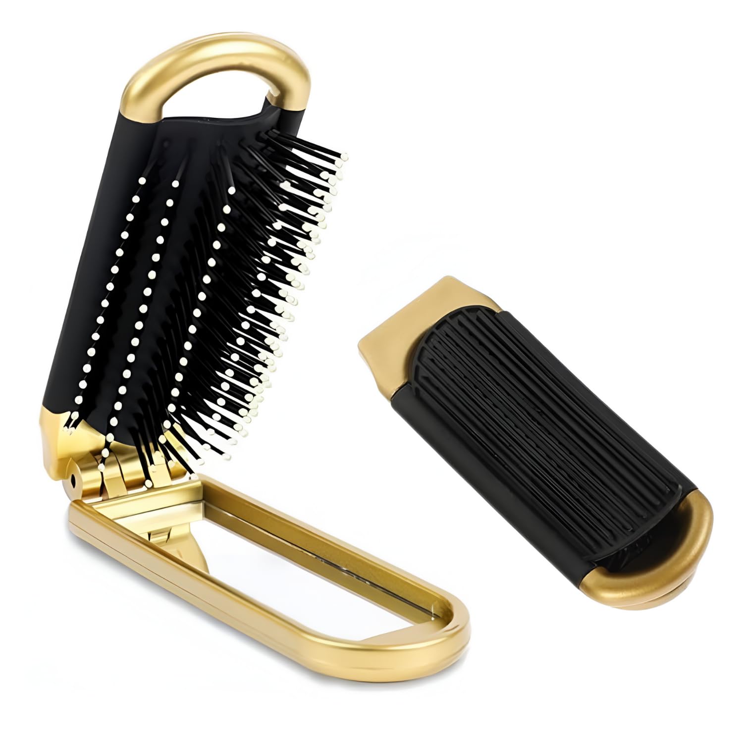 Zeyu Folding Hair Brush With Mirror | Compact Pocket Hair Comb Wet & Dry Detangling Hair Brush | Travel Car Gym Bag Purse Locker | Pocket Mirror Hair Comb for Women-picture-49