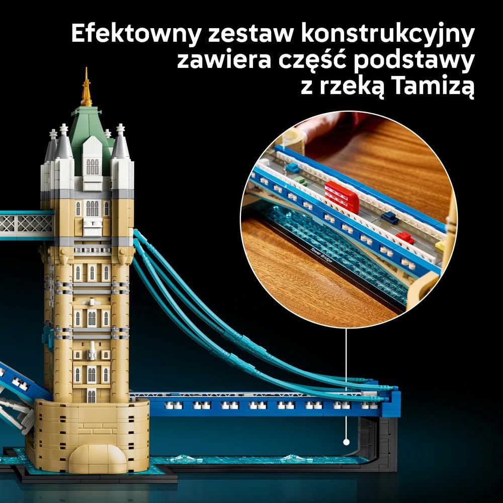 LEGO Architecture Tower Bridge 21067 | Model architektoniczny, duży zestaw klocków konstrukcyjnych, prezent dla podróżnika, pamiątka z Londynu, 3745 elementów