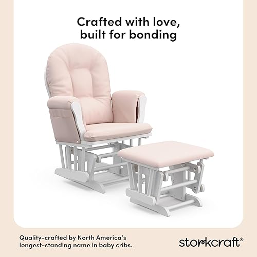 Miniatura 5 de Storkcraft - Mecedora y otomana con cojines acolchados con bolsillo de almacenamiento rodamientos de bolas de metal cerrados para un movimiento de