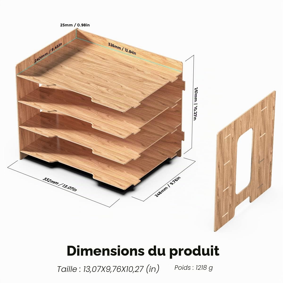 Trieur de Documents A4 Organiseur de Bureau Organiseur de Rangement en Bois Classeur pour Le Bureau(33 * 24 * 27cm)…