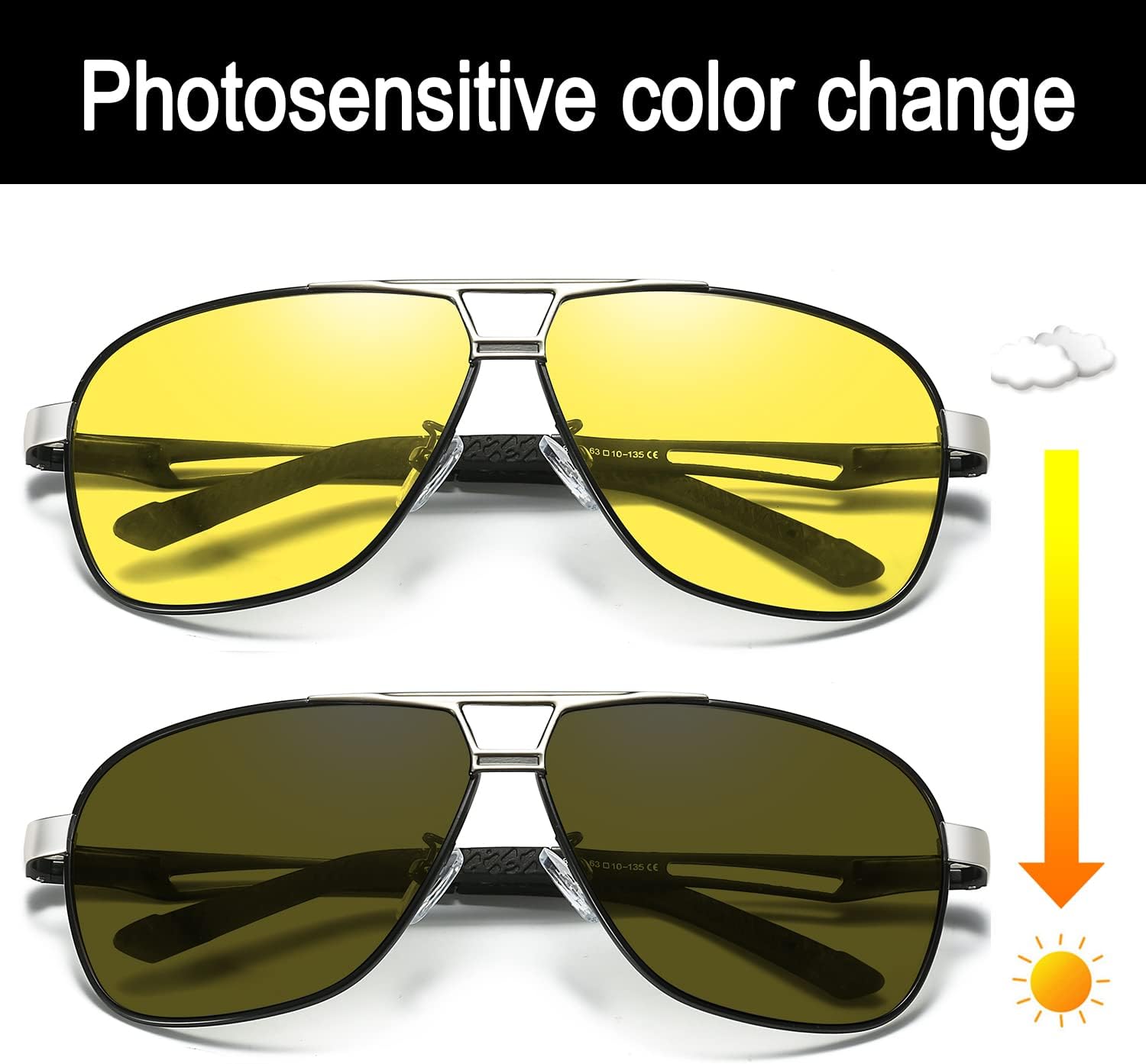 YIMI Polarized Photochromic Driving z87 Sunglasses For Men Women Day and Night safety glasses - Image 2