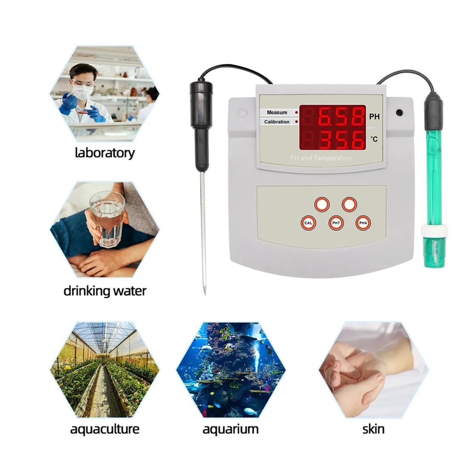2 W 1 PH/Temp PH Tester Analizator Jakości Wody Biurkowy Automatyczna Kalibracja Miernik Kwasowości Do Laboratorium Akwarium Basen Szybkie I DokłAdne Wykrywanie