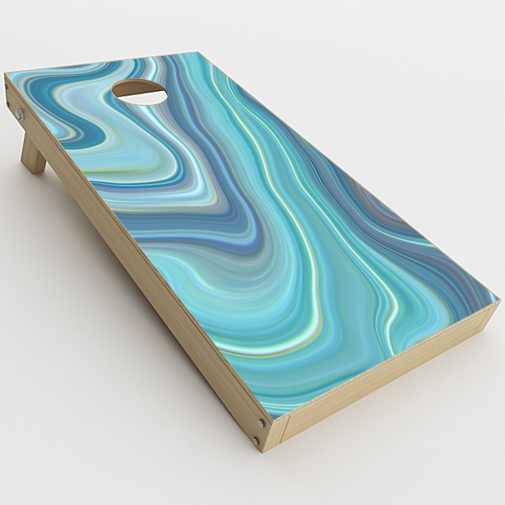 Skin Decal Vinyl Wrap for Cornhole Game Board Bag Toss (2xpcs.) Skins Stickers Cover/Blue Glass Marble Stone Geode