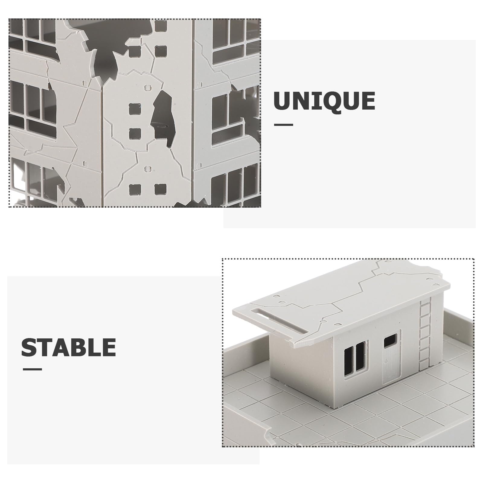 DOITOOL Zestaw modeli zrujnowanych budynków: Sceneria pociągu w skali 1:144 - Miniaturowa zabawka architektoniczna do zbombardowania - Stolik z piaskiem DIY - Ruiny opuszczonego miasta