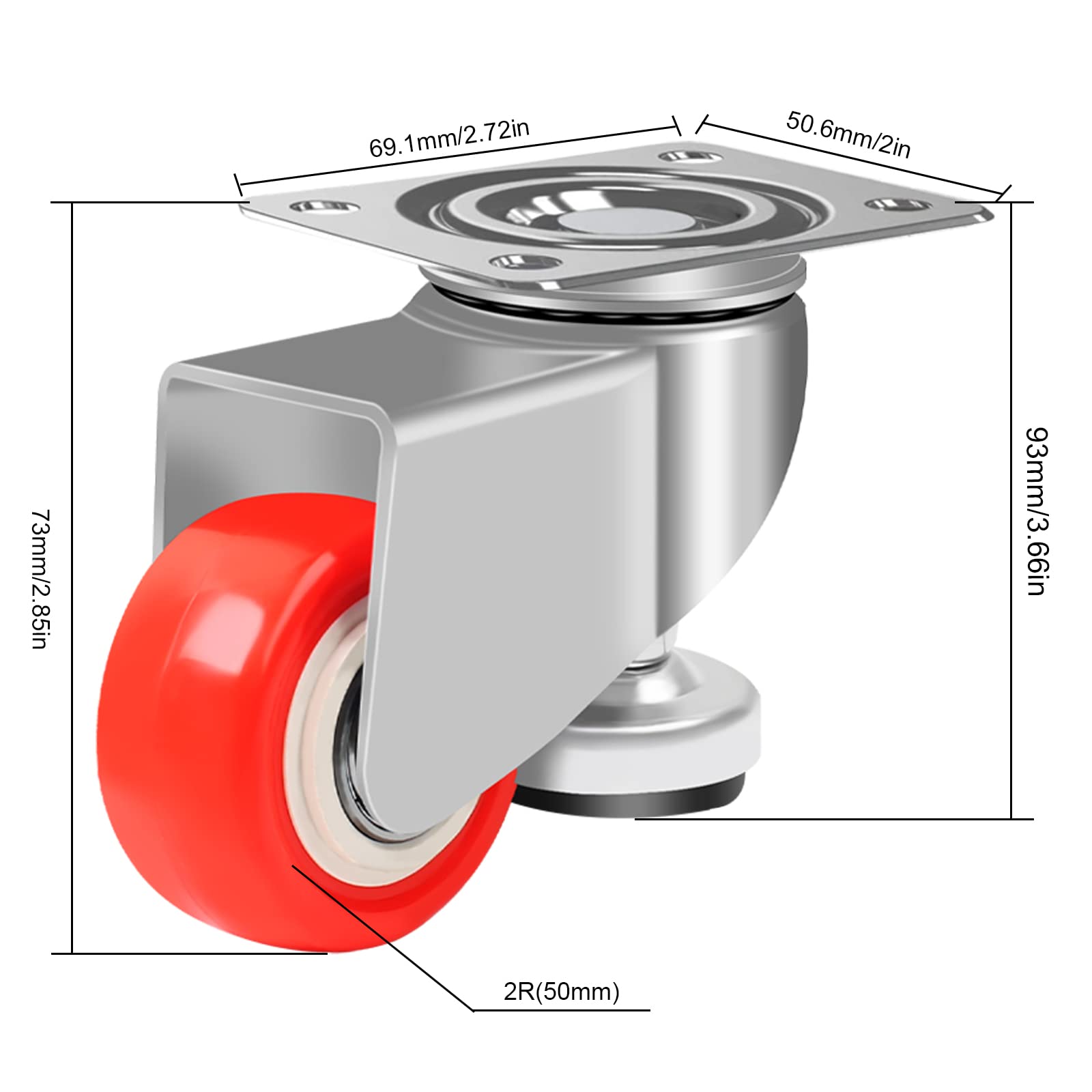 4 Stück Schwerlastrollen 50mm - Lenkrollen Mit Platte Für Möbel & Werkbänke