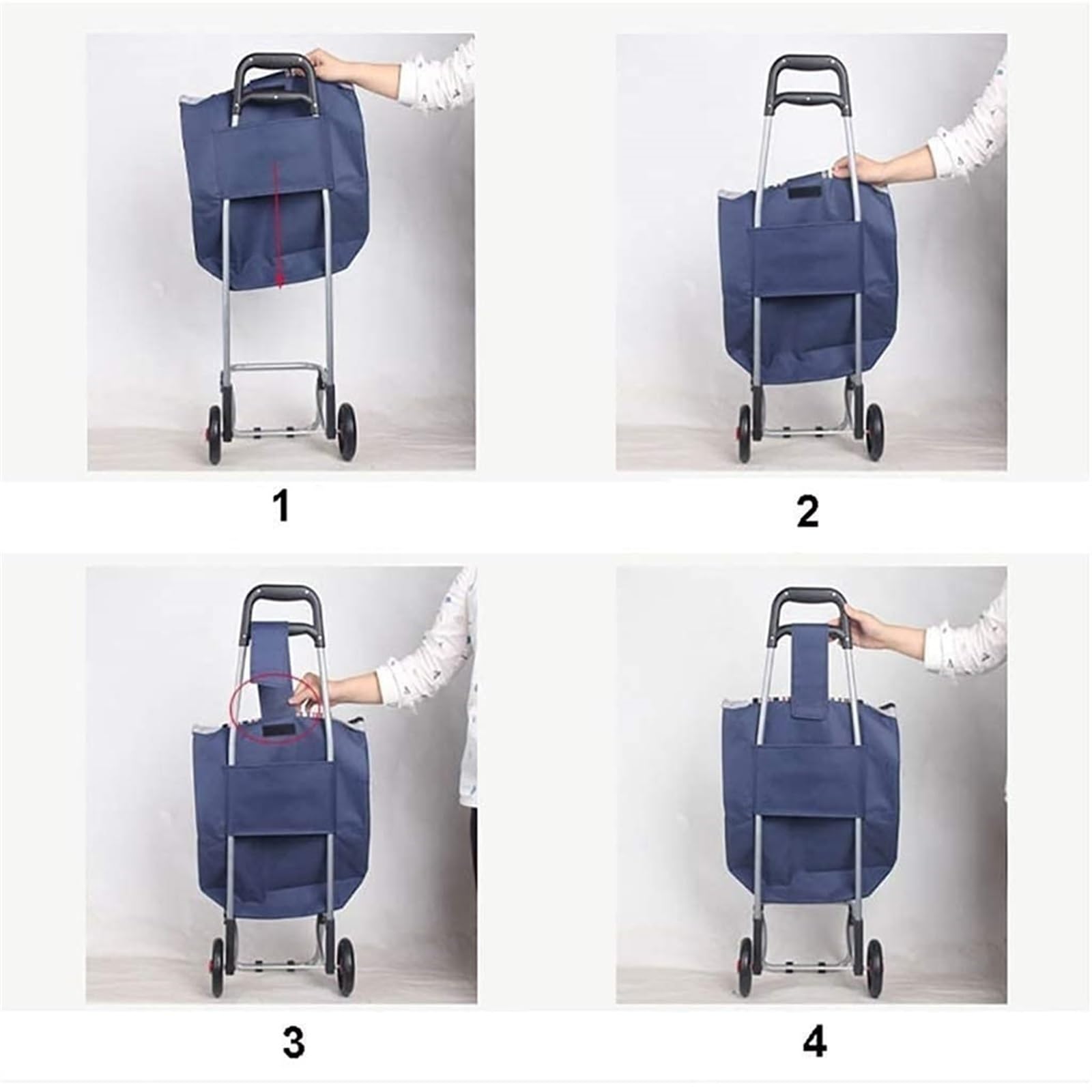 Torba zastępcza z tkaniny Oxford 39 l, wielokrotnego użytku, do wózków ręcznych, 2-pak na zakupy do artykułów spożywczych i codziennego użytku