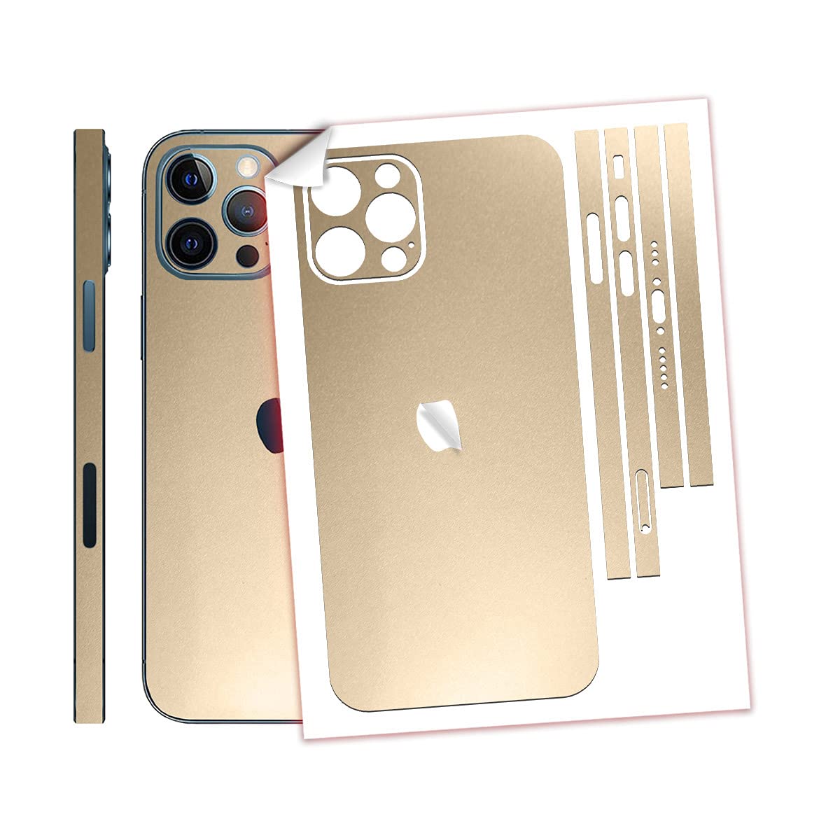 SopiGuard Sticker Skin for iPhone 12 Pro MAX Precision Edge-to-Edge Back and Sides Vinyl Decal (Gloss Champagne Gold)