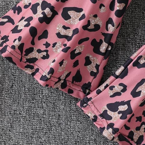 Image of Toddler Girl Clothes Long Sleeve Cartoon & Letter Graphic Top + Fruit Stationery Print Flared Leg Pants