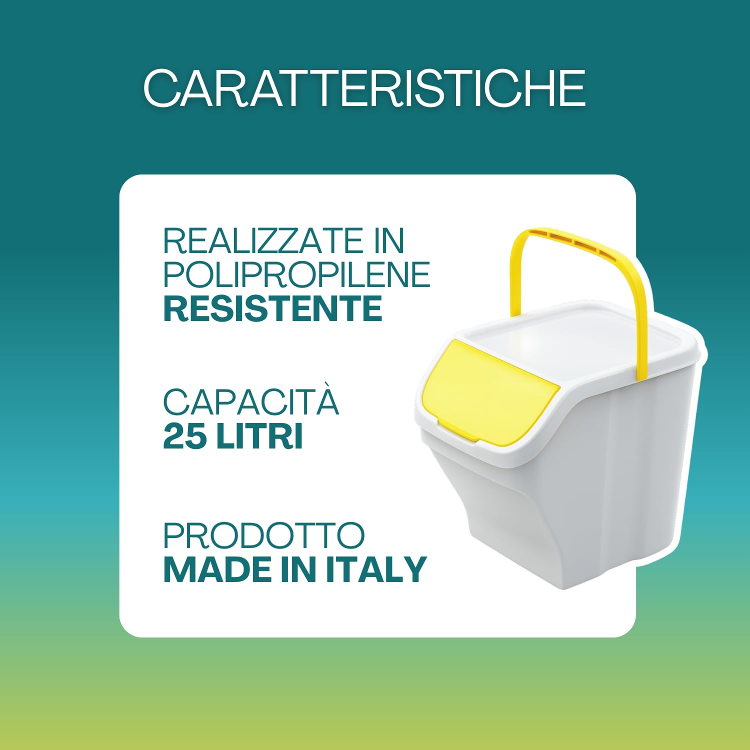 PALUPLUS Set 3 Pattumiere a Torre Bianche per Raccolta Differenziata, misura 40x30x34 cm, Capacità 25 Litri, Bidoncini Spazzatura Impilabili con Maniglia, Colori Giallo, Grigio e Azzurro -1235C -3,48