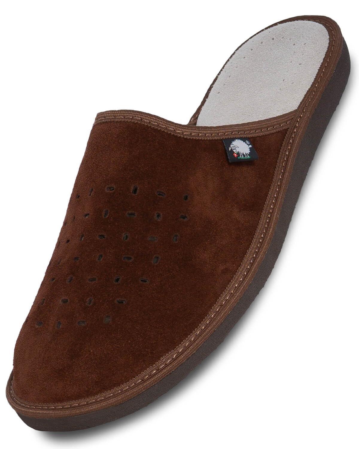 Men's Slippers | Memory Foam Plantar Fasciitis Orthotic Leather Mule Slippers | Arch Support | Regular & Wide Fit