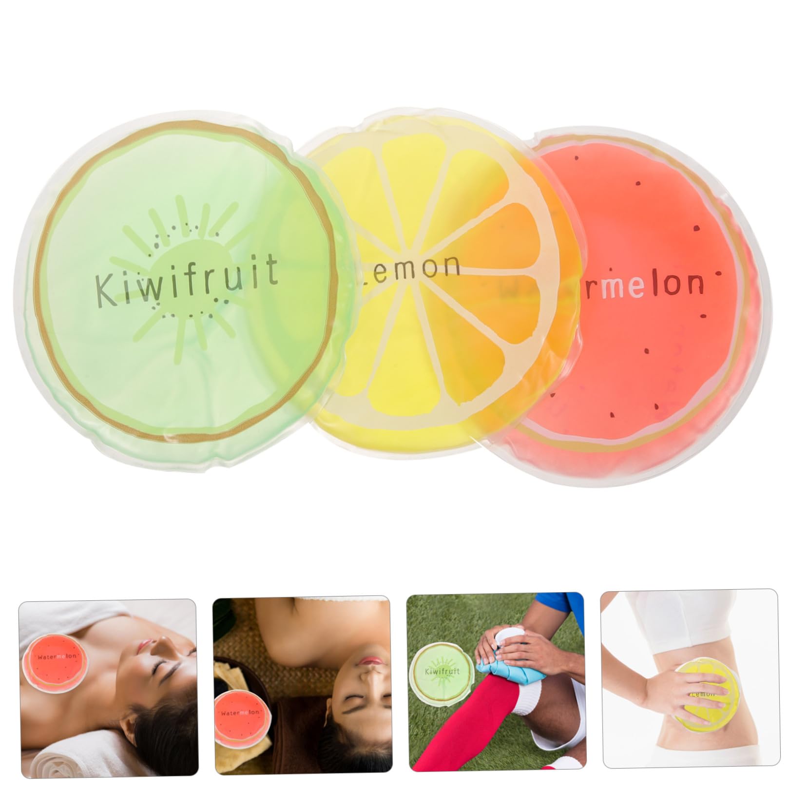 Borsa Ghiaccio Gel Riutilizzabile Frutta 12 Pezzi in Pvc | 12 Pezzi, Design Tondo a Tema Frutta, per Infortuni Sportivi, Facile da Usare e Operare