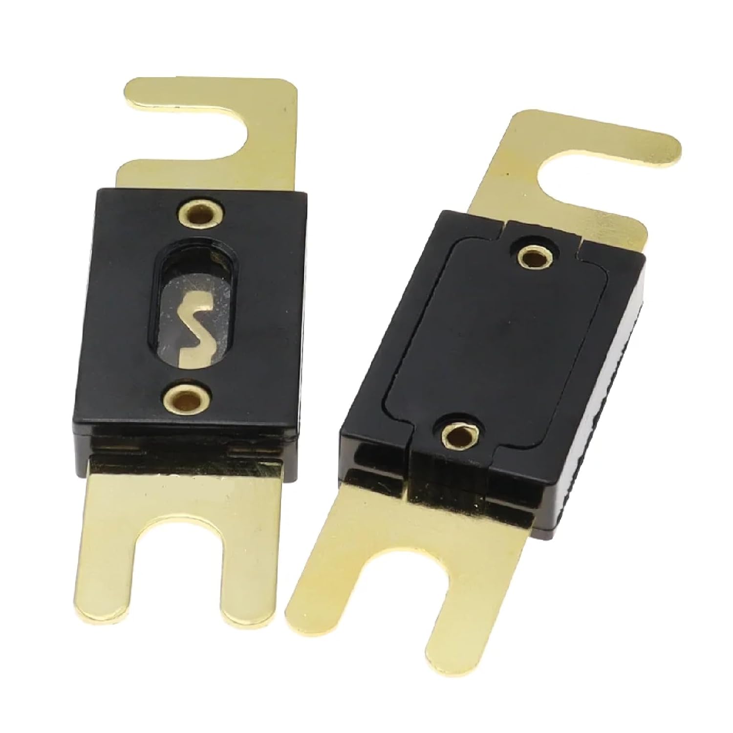 High Current Automotive Bolt-on Blade Fuse, 30A-500A Range, Gold-Plated Terminals, Black Housing (250A)